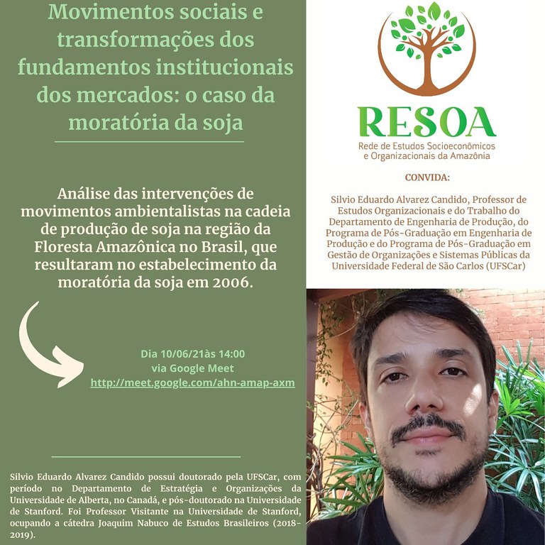 cartaz de divulgação com as informações contidas no texto acima e de Silvio Eduardo Candido